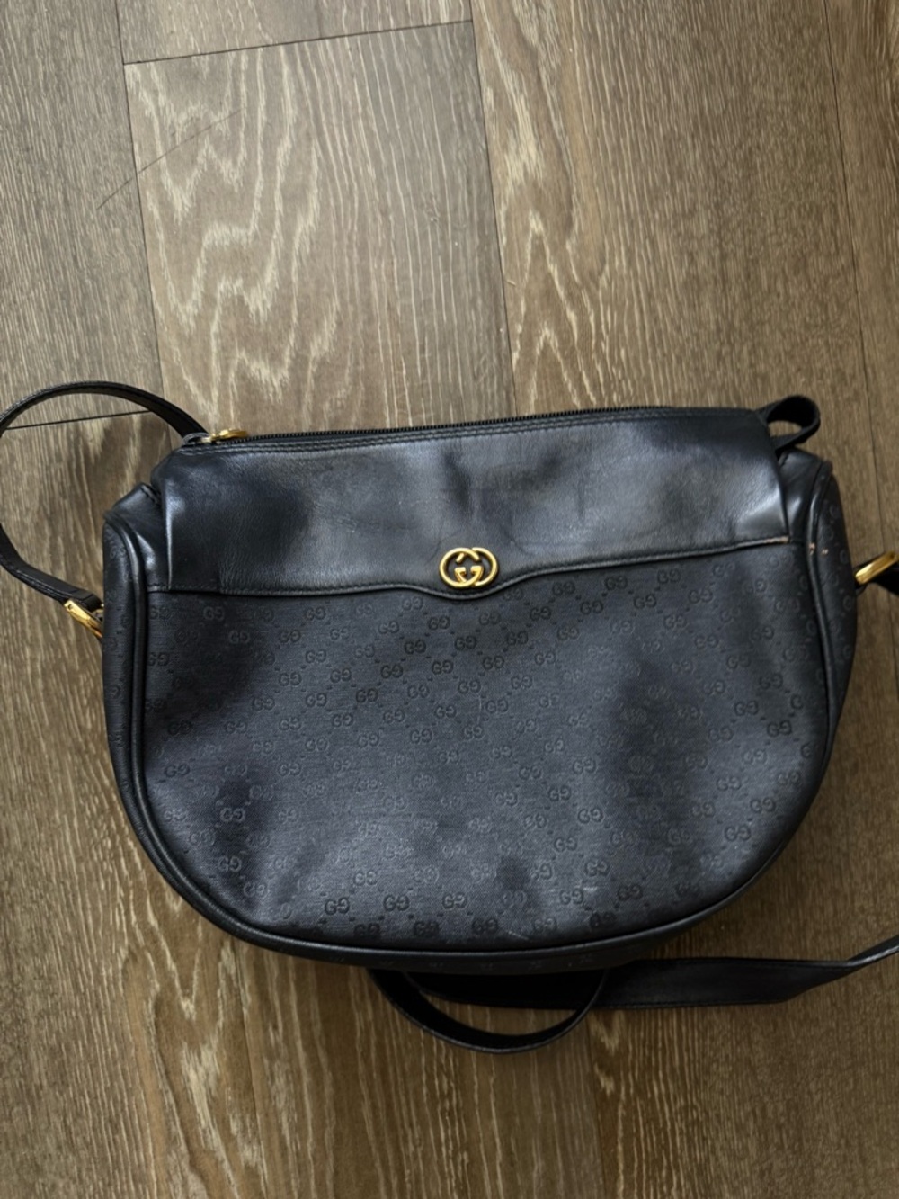 VTG Gucci Black GG Logo Shoulder Bag